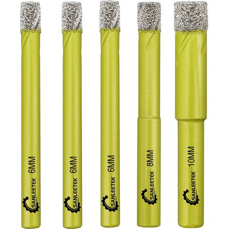 Foret Diamant Sec Set 5 pièces 6/6/6/8/10mm Trépan Diamant avec Tige Ronde pour Marbre Granit Céramique Porcelaine Carrelage Quartz (1/5)