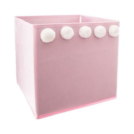 Textilbehälter für Kinder POMPOM mit 5 Pompons, 24 L, faltbar, rosa, 29 x 29 x 29 cm, Atmosphera for kids (1/3)