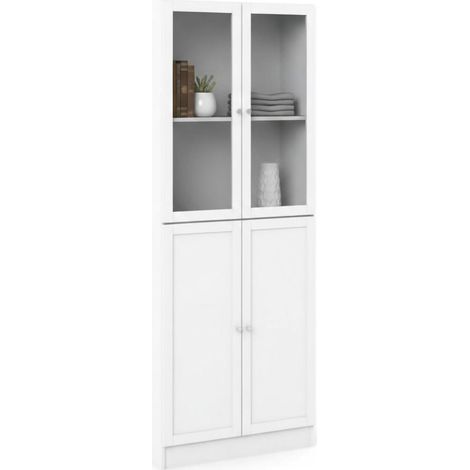 Dmora - Bücherregal Alysson, Büroregal, Mobiler Buchhalter, Bücherbrett, 79x28 h203 cm, Weiß