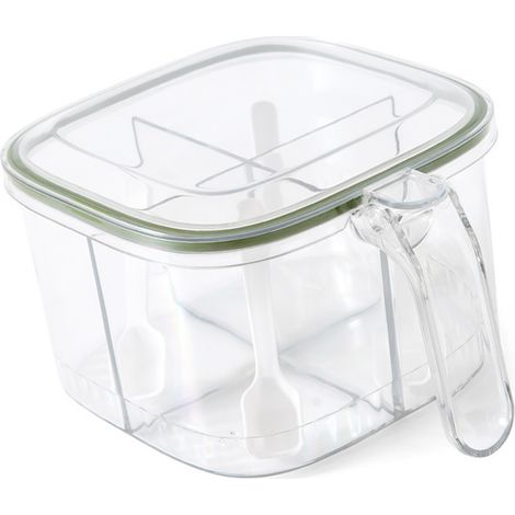 Boîte à épices de cuisine avec couvercle, compartiments multiples, pour sel, sucre, noix, bonbons, fruits secs, noire, 3 compartiments (1/5)