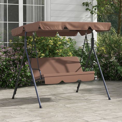 Hollywoodschaukel 3-Sitzer mit verstellbarem Dach, wasserabweisend, belastbar bis 200 kg, ideal für Garten und Terrasse