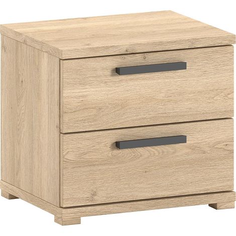 Table de Chevet 2 Tiroirs "Sam" 50cm Chêne (1/2)