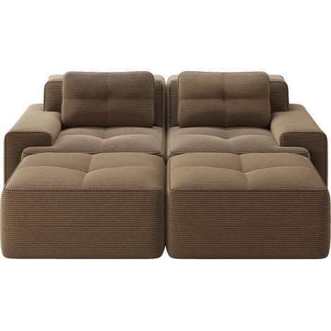ELVMI Modulares Sofa mit Tiefer Sitzfläche, Gebogener Rückenlehne und Rutschfester Basis, aus Cord Braun (1/5)