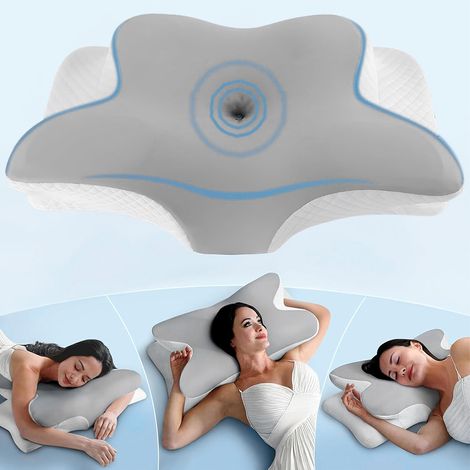 Oreiller ergonomique pour la nuque, mousse à mémoire de forme sur les côtés et le dos (1/3)