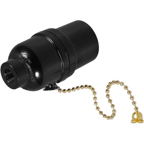 Douille de lampe à tirette en bakélite, interrupteur à chaînette pour plafonnier, noir, 1 (1/5)