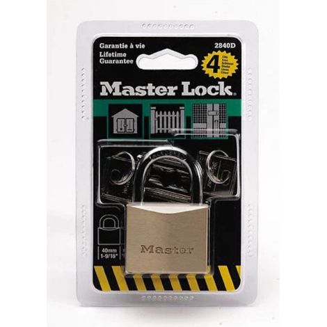 Master Lock 2840EURD Cadenas à Clé Extra Fin en Laiton, Doré, 6,2 x 4 x 1,6 cm