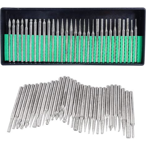 Set de 30 Fraises Diamantées 3mm - Fraises Rotatives à Diamant pour Meulage, Gravure et Polissage sur Métal et Verre