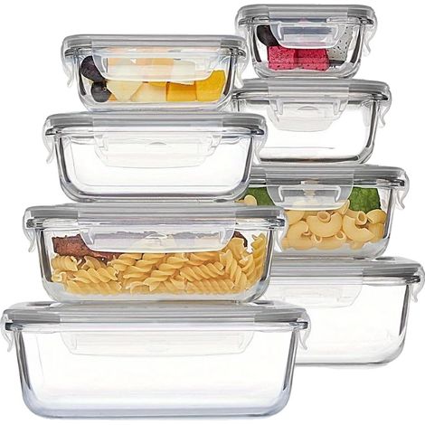 Contenants de stockage alimentaire, étanches, compatibles avec le micro-ondes, Gris Clair (1/2)