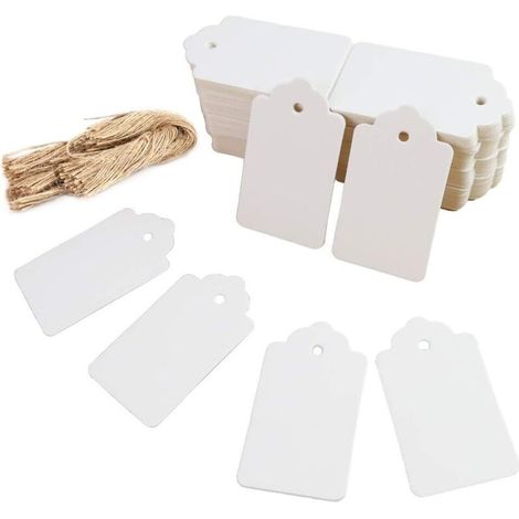 200 pcs Étiquettes en Papier Kraft Étiquettes Cadeau Blanc avec Cordon (1/5)