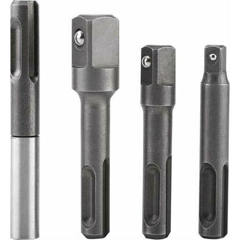 Adaptateur d'extension de douille hexagonale, embout de douille SDS Plus à 1/4"et embout de foret carré 1/4" 3/8"1/2" en acier inoxydable et en acier au chrome-vanadium (1/4)