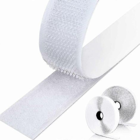 Ruban auto-agrippant réutilisable, adhésif puissant, fixation murale sans perçage, dos autocollant double face, 2 cm de large x 8 m de long, blanc, pour 2025 (1/3)