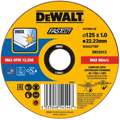 DEWALT DT43902 DT43902-QZ Trennscheibe gerade 125 mm 1 St. Metall, Edelstahl, Eisen