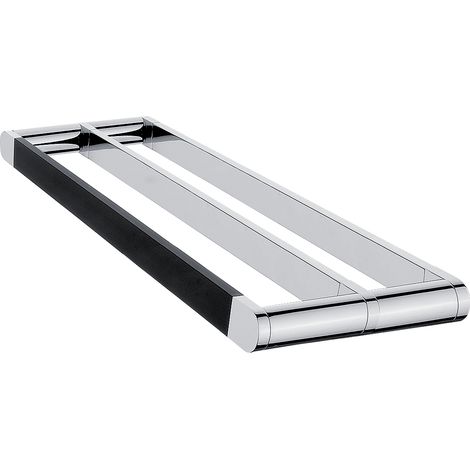 Porte-serviettes 2 Barres Fixes, L. 55.7 Cm, Noire Mate et Chrome, Nava Nimco (1/2)