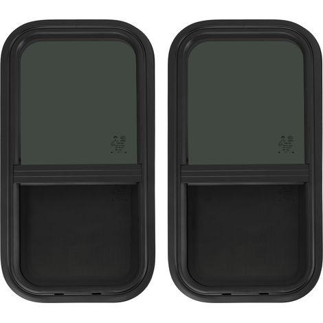 Fenêtre pour camping-car, modèle Teardrop, 30,5 cm (L) x 61 cm (H), à coulissement vertical, kit de remplacement pour fenêtre de camping-car (2 fenêtres, avec kit de finition)