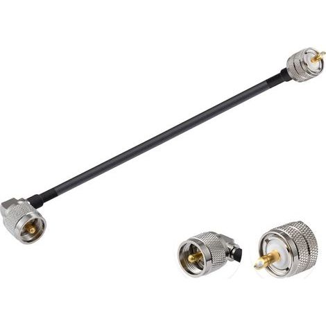 Jumper Cable PL-259, UHF Male Straight and Angled Connector, RG58 30cm, For CB Radio (1/4)