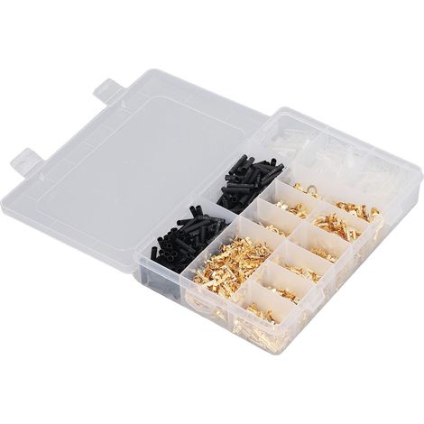Jeu de 1050 inserts filetés à sertir à froid 2.8/4.8/6.3 mm, douilles à ressort pour connexions électriques, kit de cosses à visser pour câblage, assortiment de manchons de contact en acier (1/5)