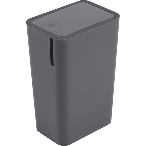 Pattumiera bagno da 8 litri in plastica grigia con coperchio Push