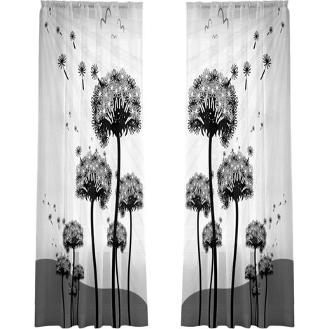 Bufanda para ventana con estampado de hojas y flores, 3 unidades, 130 x 183 cm.