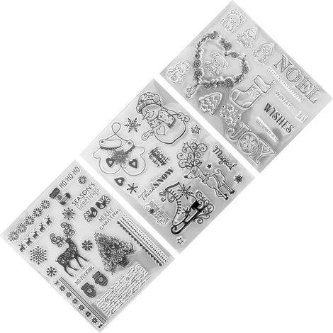 Jeu de 3 tampons transparents Noël cerf, gaufrage sécurité, éco-recyclé, DIY scrapbooking, cartes créatives, décoration artisanale (1/5)