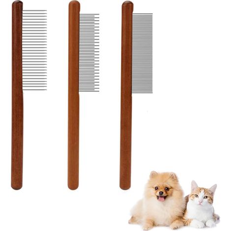 3 Pièces peigne de toilettage pour chien, Toilettage d’Animaux de Compagnie Peigne, Peigne pour Chien Chat en Acier Inoxydable (1/5)