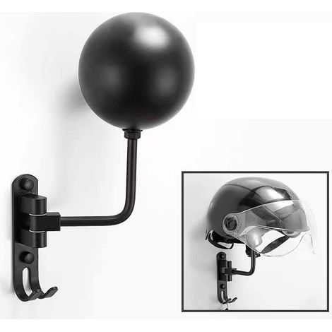 Porte Casque Murale Rotatif 180° Métal Universel Support Casque Moto avec Crochet pour Casques Baseball [Stainless Steel & Aluminum] (1/5)