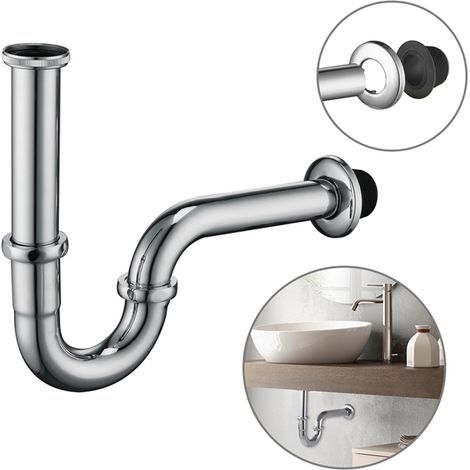 Homelody – Siphon de lavabo en acier inox chromé réglable 125-150mm – Tube courbé G1-1/4" – Anti-odeur – Installation rapide (1/5)