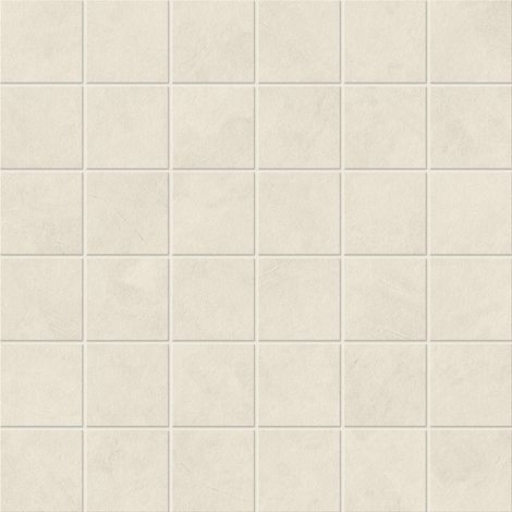 Mosaïque effet Enduit Blanc Lin 4,8x4,8 cm Quadra 30x30x0,9 cm Mat Calviro - Sol et mur intérieur (vendu par carton de 0,9 m²) - RO'MA CARRELAGE