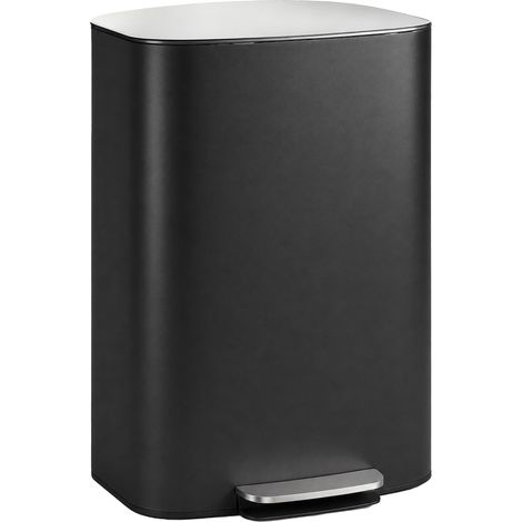 HOMCOM Pedal Bin with Soft-Close Lid, 50L Kitchen Bin with Carry Handle Black (1/5)
