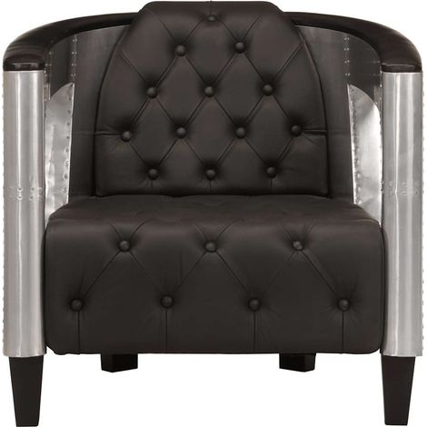 Maison Exclusive - Fliegersessel Schwarz Echtleder
