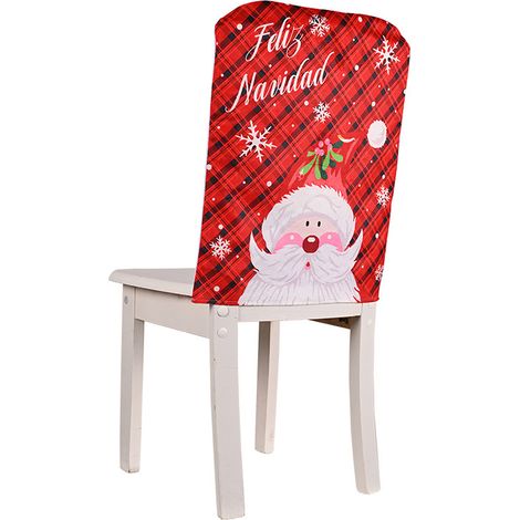 (6 pièces par paquet) (Pliables) Nouvelles housses de chaise rouges et vertes à motifs de flocons de neige et de bonhommes de neige pour la décoration de Noël (1/5)