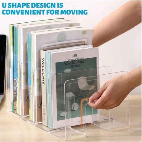 Trieur de fichiers en acrylique transparent, organisateur de fichiers de bureau robuste, étagère, sac à main, compartiment de fichiers, support pour lettres, recettes, maison, bureau, fournitures de c (1/4)