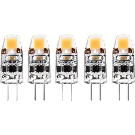 G4 LED-Lampe 2W, Warmweiß 2700K, G4 COB 2W LED-Lampen ersetzen 20W Halogenlampen, 12V AC/DC, flimmerfrei, dimmbar, 360° Abstrahlwinkel, 5er-Pack [Energieklasse G] (1/5)