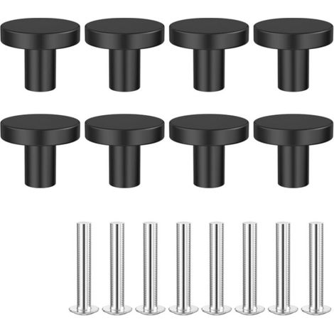 8 poignées de meubles noires, poignées de tiroir 25x20mm, poignées de porte de cuisine avec vis, poignées de porte d'armoire, poignées de meubles noires, poignées d'armoire rondes, poignées d'armoire (1/5)