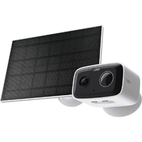 TP-Link Tapo TC80, telecamera di sicurezza con pannello solare, 2 MP, Full HD 1080p, Wi-Fi, IP65, uso esterno, batteria integrata