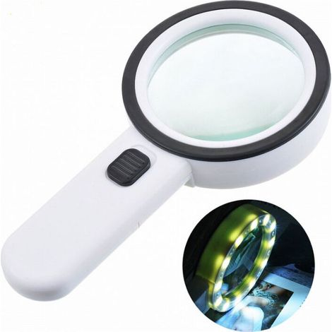 Handheld Reading Magnifier, 12 LED Magnifying Glass 30X Magnifier, Large Lighted Pocket Magnifying Glass for Jewelers, Watchmakers, Crafts, Kids, Seniors (1/5)