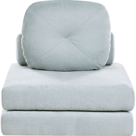 Divano moderno minimalista a 1 posto in tessuto Pouf letto singolo per ospiti con cuscino azzurro Olden (1/5)