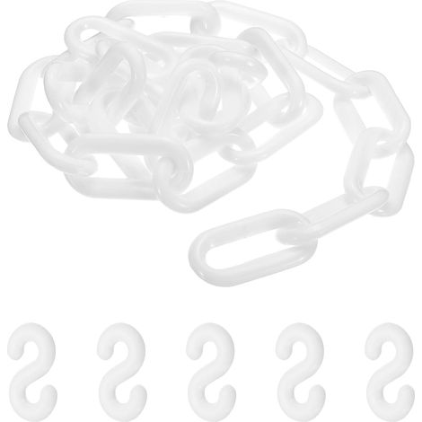 3.3 Feet Chaîne En Plastique, Barrière De Sécurité Colorée Avec Boucle Pour Parcs Aéroports Parkings Gestion De Foule, Blanc (50 x 5.5 Mm) (1/5)