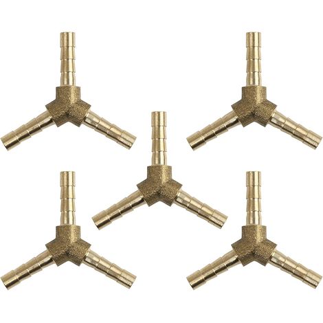 Raccord Tuyau 4mm en Y Laiton Connecteur 3 Voies Ton Or 5pcs (1/5)