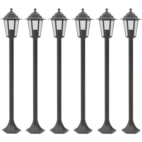 vidaXL Lampioni da Giardino 6pz E27 110 cm Alluminio Bronzo
