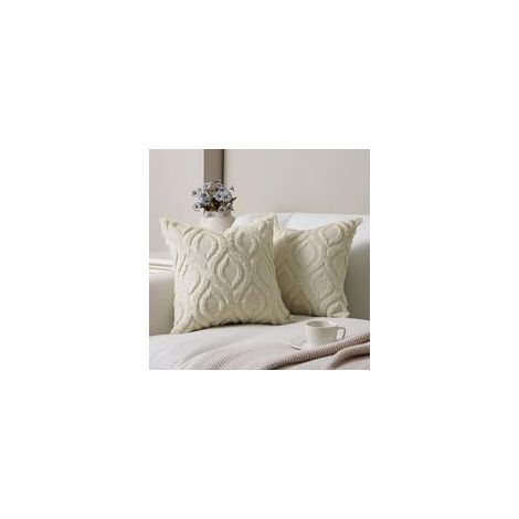 Housses de Coussin Velours Doux Crème, 45x45cm, Style Luxueux pour Salon, Chambre et Bureau Lot de 2 (1/4)