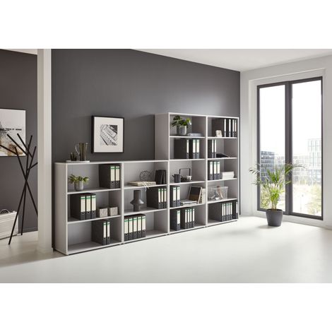 BMG Möbel Regalwand, Office Edition Set 5, Büroschrank/Büromöbel/Regal, grau