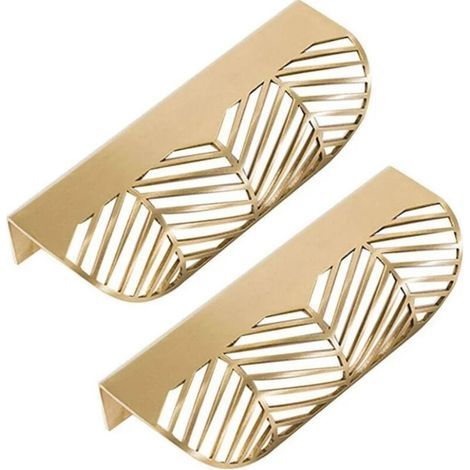 Promoción Hoja Forma Cajón Tirador de Latón Muebles Puerta Botón Pull Gabinete Armario Tirador de Puerta (2 Piezas) (1/5)