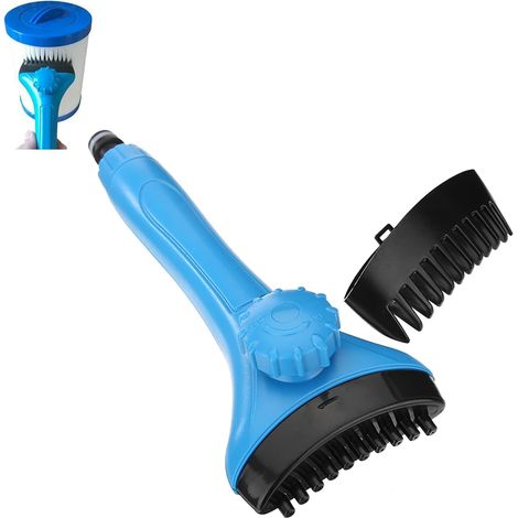 Nettoyeur De Cartouche De Filtre Pour Piscine Et Spa - Jet Réglable À Main - Compatible Tuyau D'arrosage Standard - PVC Bleu Noir - 1 Pièce