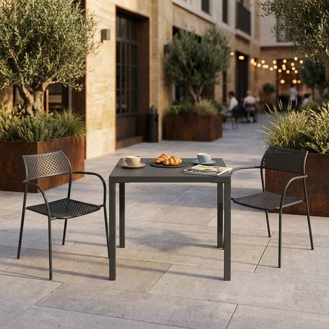 INDEX - set tavolo in metallo cm 80 x 80 x 73h con 2 poltrone Aviim (1/4)