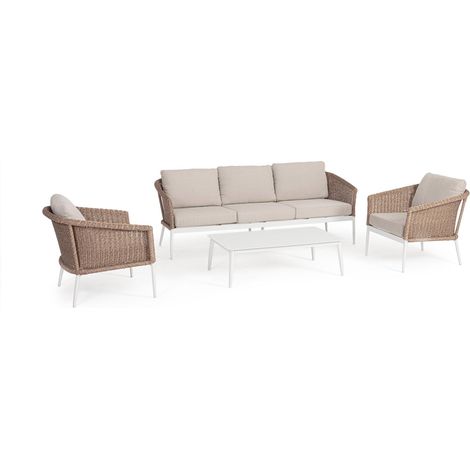 Salotto con poltrone e tavolino "Oceana" struttura in alluminio per veranda e giardino (1/4)