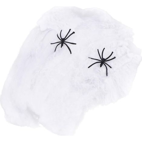 10 Ensembles Toile De Coton Araignée Blanche Toiles D'araignée Décoration D'araignée Effrayante ée d'halloween Ornement Étirer Polyester (1/5)