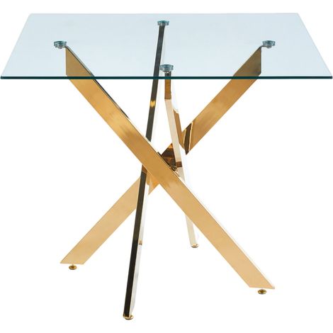 Ensemble table et 4 chaises en velours, avec pieds dorés en métal, dossier haut ergonomique, pour salle à manger moderne et intérieur chic CHICFURN (1/5)