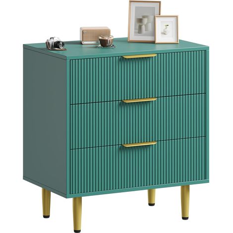 Commode De Chambre, Armoire Moderne Grand Capacité, Ensemble Meuble Salon Fluté 3 Tiroirs, Bois, Meuble TV, Noir (1/5)