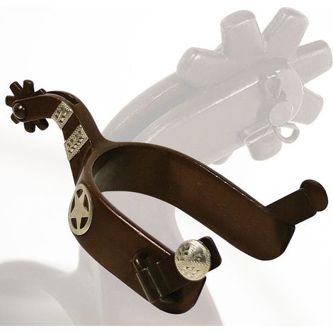 Éperons anciens modèle Texas Star avec roues interchangeables et inserts en maillechort