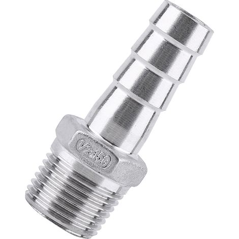 Raccord tuyau inox 304 filetage mâle à cannelure pour flexible BSP 1/2" x 15 mm (1/5)